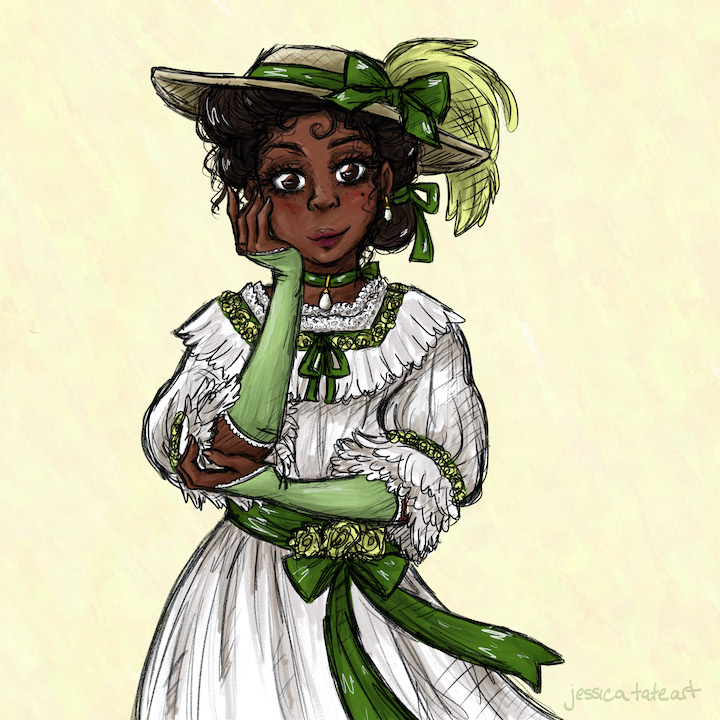 black woman in Edwardian style dress