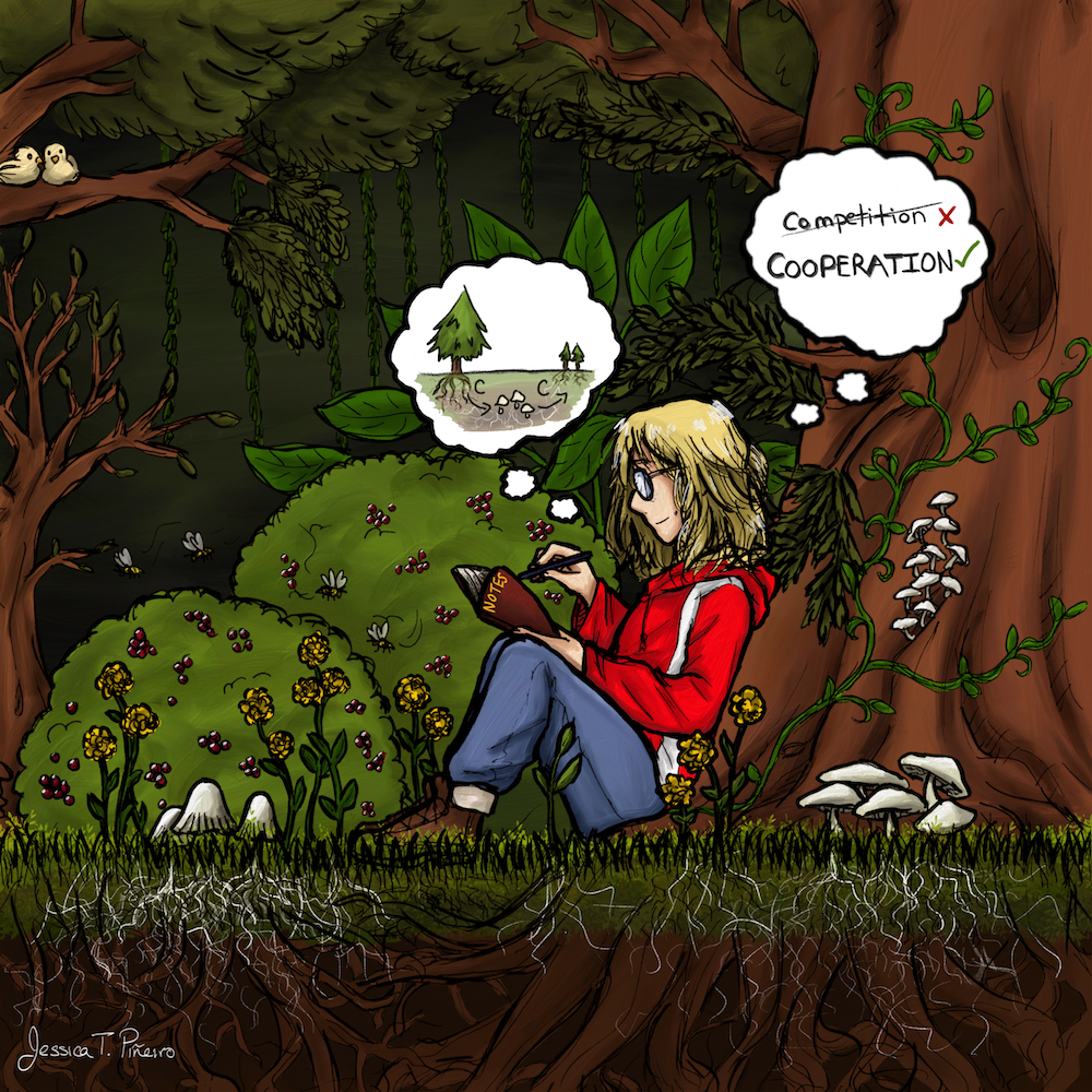Woman scientist studying trees